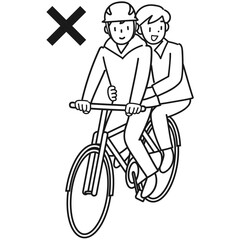 Fototapeta na wymiar 自転車の二人乗りをしている2人の若い男性
