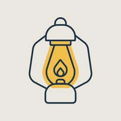 Vintage camping lantern vector icon
