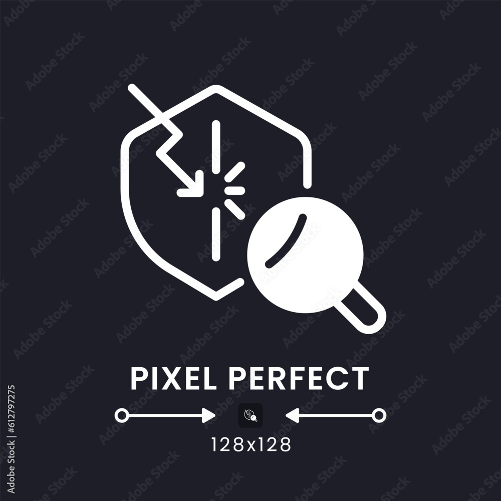 Poster penetration test white solid desktop icon. vulnerability detection. ethical hacking. pixel perfect 1