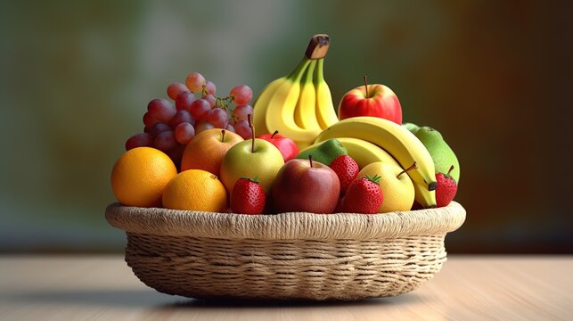 fresh fruit in basket. Generative AI