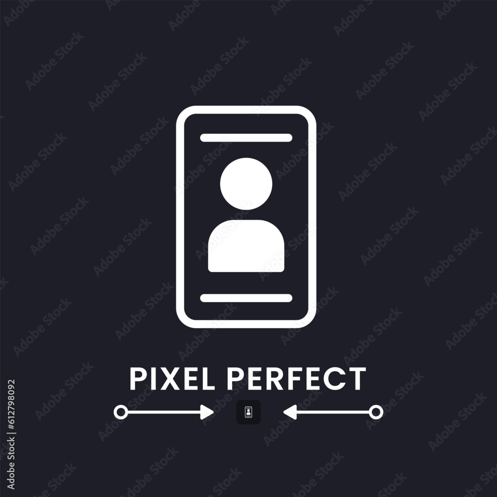 Poster personal profile white solid desktop icon. mobile authentication. identity verification. pixel perfe