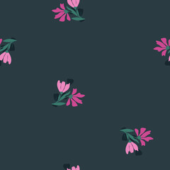 Kwiatowy wzór wektorowy. Mały różowy bukiecik. Prosty design do wykorzystania na tkaninach lub w innych projektach. Wzór powtarzalny.