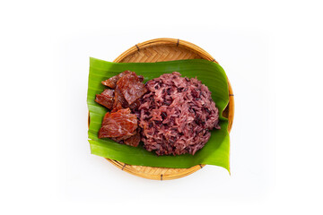 Black sticky rice with fried dried beef