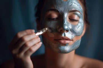 A close - up photo of a woman applying a face mask, showcasing their skincare routine. Generative AI