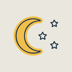Moon and star vector isolated icon. Camping sign