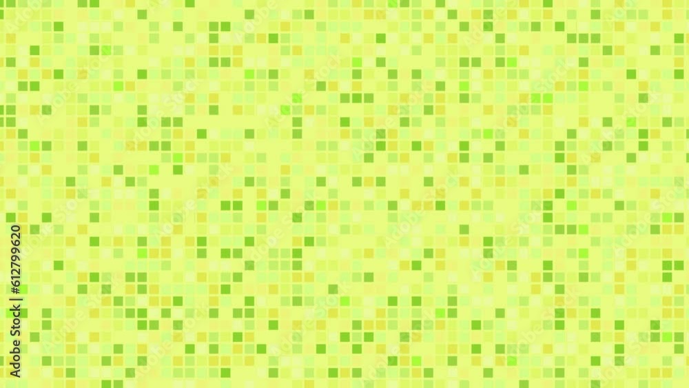 Wall mural green and light green square dots blinking and moving quickly, 4k motion loop background.