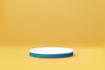 3D Yellow & Dark Cyanish Geometric Platform - Pedestal Scene for Product Advertising, Show, and Award Ceremony on Modern Backdrop
