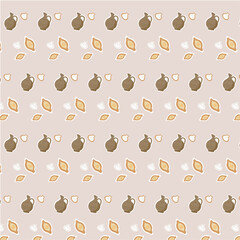 Seamless pattern with khachapuri and khinkali on a beige background. Georgian food. Packing Pattern