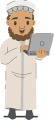 Muslim Man With Laptop Islam Arabic Education Computer IT Professional
