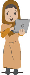 Muslim Woman With Laptop Islam Arabic Education Computer IT Professional