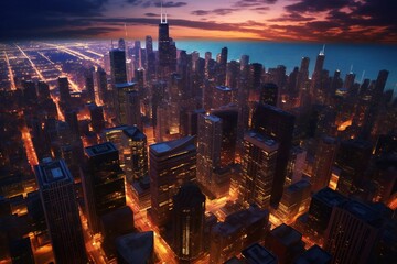 Aerial view of chicago city Generative AI