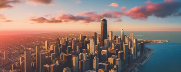 Fototapeta premium Aerial view of chicago city Generative AI