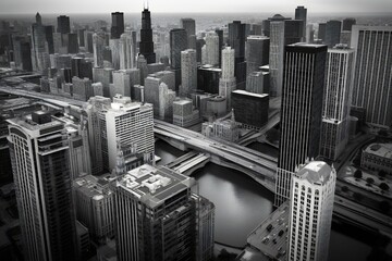 Aerial view of chicago city Generative AI