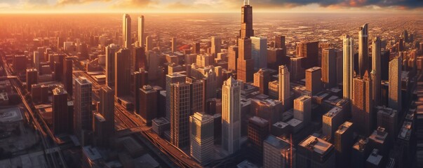 Aerial view of chicago city Generative AI