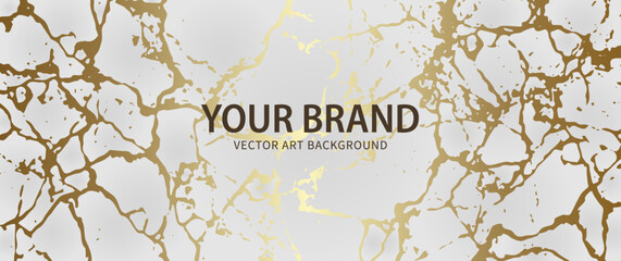Elegant cover design. Modern premium vector art background with with gold craquelures and grey backdrop. Luxury template for cover design, invitation, flyer, wedding card, note book, menu design.