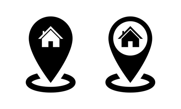 House Pin Location Icon Vector, Home Position Symbol Concept