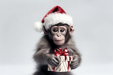 Cute Baby Monkey With Santa