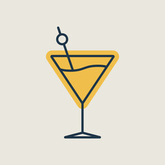Cocktail drink glass isolated icon vector