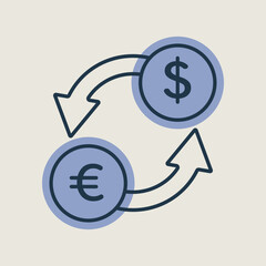 Currency exchange flat vector isolated icon