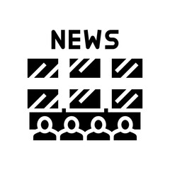 newsroom news media glyph icon vector. newsroom news media sign. isolated symbol illustration