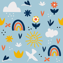 Seamless pattern abstract pieces spring vector - 612802699