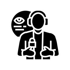 commentator news media glyph icon vector. commentator news media sign. isolated symbol illustration