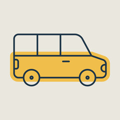 Airport shuttle minivan, shuttle bus vector icon