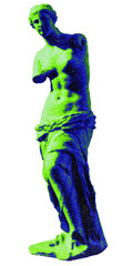 Venus de Milo collage element in acid style isolated on transparent background