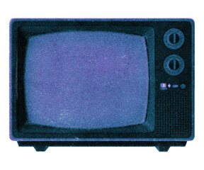 Retro television set collage element isolated on transparent background