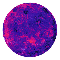Otherworldly planet collage element in purple and fuchsia isolated on transparent background