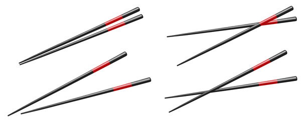 Set of black chopsticks cut out