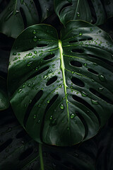 tropical leaf, water drops, patterning, generative ai