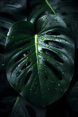 tropical leaf, water drops, patterning, generative ai