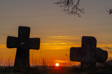 Reconciliation crosses near Milhostov, Western Bohemia, Czech Republic