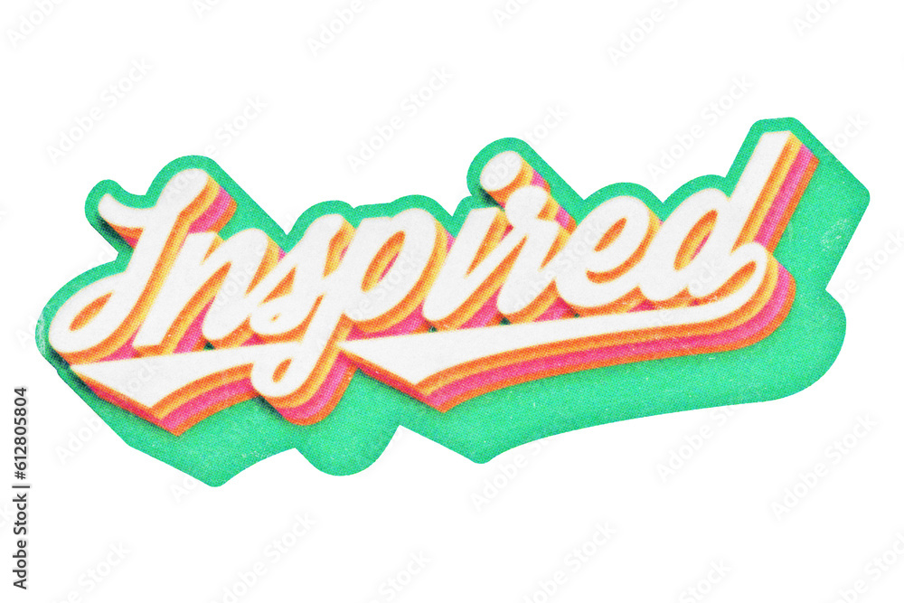 Poster word inspired paper cut-out in retro three-dimensional script lettering style isolated on transparen