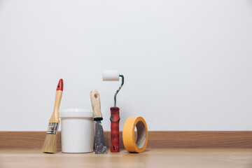 Painting set, repair work DIY concept