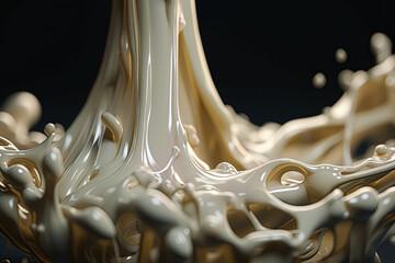 Milk splash. White color liquid splashing. Generative Ai illustration