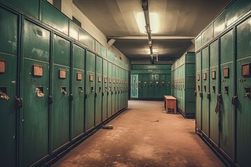 Retro Men at Work: An Old and Dirty Locker Room in a Soviet Factory: Generative AI