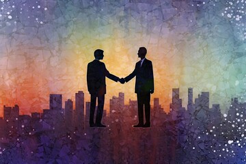 Shaking Hands, Signing Deals: A Successful Business Venture in Abstract Art Representing a Partnership of Trust, Cooperation & Innovation. Generative AI