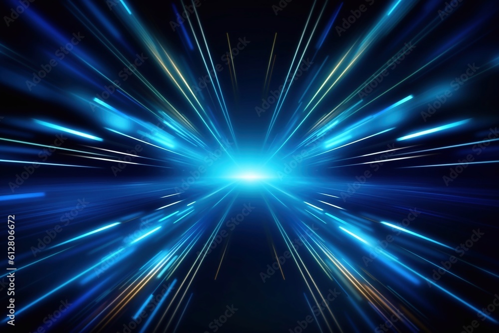 Poster abstract blue color background with motion blur generative ai