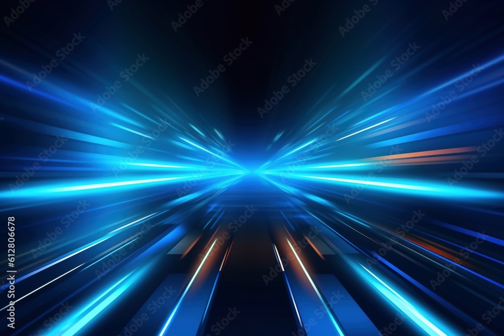 Poster abstract blue color background with motion blur generative ai