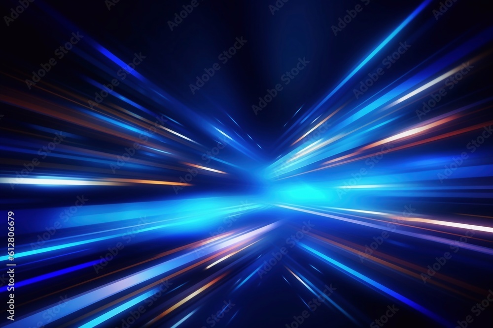 Poster abstract blue color background with motion blur generative ai