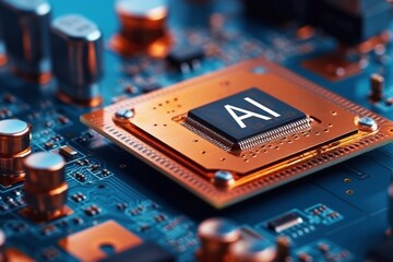 AI processor 3d render, artificial intelligence of digital human Generative AI