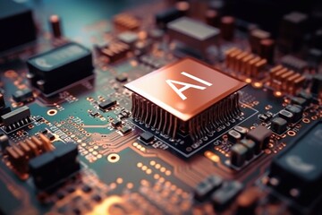 Fototapeta na wymiar Close-up electronic circuit board. technology style concept. Generative AI
