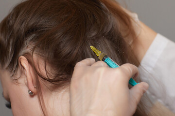 Plasma treatment, plasmolifting or PRP method point the introduction of the patient's own plasma...