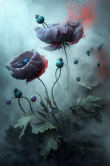 Poppies in an opium haze - AI Generated