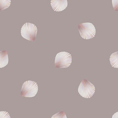 Watercolor seamless pattern with shells. Hand painting clipart underwater life objects on a white isolated background. For designers, decoration, postcards, wrapping paper, 