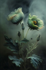 Poppies in an opium haze - AI Generated - obrazy, fototapety, plakaty