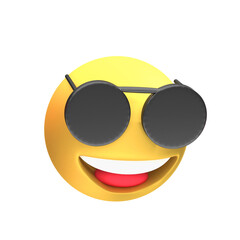 3d icon emoticon smile with glasses alpha background