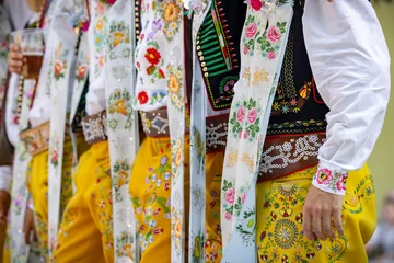 Fotobehang Detail of folk costume, Rakvice, Southern Moravia, Czech Republic © Richard Semik